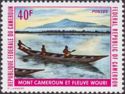 Mount Cameroun and Boat on Wouri River