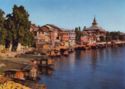Srinagar. Boats, Houses and Mosque on Jhelum River
