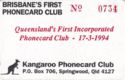 Kangaroo Phonecard Club, Brisbane