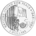 5 Dollars (50th Anniversary of the United Nations - Silver edition)