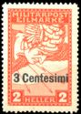 Merkur with overprint in Centesimi