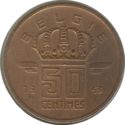 50 Centimes (Flemish legend - Small head - medal alignment)