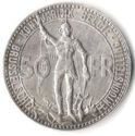 50 Francs (Flemish legend - Brussels Esposition - medal align.)