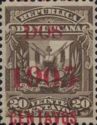 Coat of Arms overprinted in red 2c on 20c