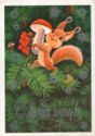 Happy New Year! Squirrel with a mushroom on a Christmas tree