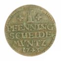 1 Pfennig (George II August. Largue letters. Forest in ground)
