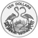10 Dollars (Facing pair of flamingos)