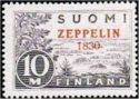 Zeppelin 1930. Red "1830" Overprint on 10 mark Saimaa