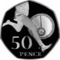 50 Pence (Roger Bannister, 50th Anniversary four minute mile. Silver)