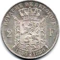 2 Francs (Fifty Years of the Belgian Kingdom 1830-1880)