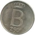 250 Francs (25th Anniversary of Accession - French legend)