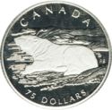 75 Dollars (Canadian Wildlife platinum. Polar bear)