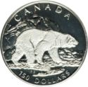 150 Dollars (Canadian Wildlife platinum. Polar bear)