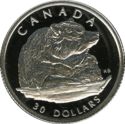 30 Dollars (Canadian Wildlife platinum series. Grizzly bear)