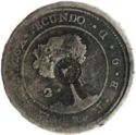 2 Reales (Type VI countermark: Lion inside circle with lettering around. In 5mm circle.)