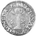 2 Reales (Provisional coinage. Silver 0.633. Normal S over retrograde S)