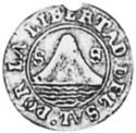 ½ Real (Provisional coinage. No star over volcano, with liberty cap over 1)