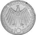 10 Mark (Munich olympics - IN MUNCHEN - spiral - D,F,G,J. Error edge lettering)