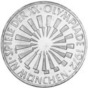 10 Mark (Munich olympics - IN MUNCHEN - spiral - D,F,G,J. Error edge lettering)