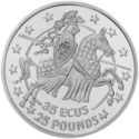 70 Ecu (50 Pounds. Knight on horseback jumping right)