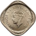 2 Annas (1/8 Rupee - sec. head - large value - large crown)