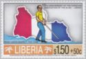 Nation map in flag color, blind man with cane