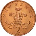 2 Pence (New Pence - Badge of Prince of Wales)