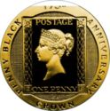 1/5 Crowns (175th Anniversary of the Penny Black Stamp - 1/5oz Gold)