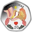 50 Pence (Two Turtle Doves Coloured - Silver)