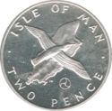 2 Pence (Manx Shearwater Bird flying over Map - Silver edition)