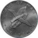2 Pence (Manx Shearwater Bird flying over Map - Platinum edition)