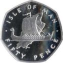 50 Pence (Sailing Viking Ship over Map - Silver edition)