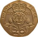 20 Pence (Tudor Rose - Gold)