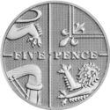 5 Pence (Royal Arms Shield Puzzle 3/6 (5th Portrait) JC - Silver)