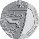 20 Pence (Royal Arms Shield Puzzle 5/6 (5th Portrait) JC - Silver)