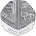50 Pence (Royal Arms Shield Puzzle 6/6 (5th Portrait) JC - Silver edition)