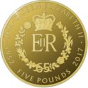 5 Pounds (Queen Elizabeth II Sapphire Jubilee - Gold Plated)