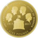 5 Pounds (100th Anniversary of the House of Windsor, Round Tower - Gold)