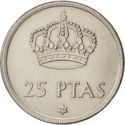 25 Pesetas (w/6-pointed star & incuse year)