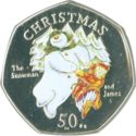 50 Pence (The Snowman and James, Coloured)