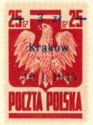 Polish Eagle, Surcharge 3z on 25g Kraków 19.1.1945