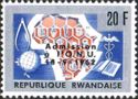 RW-U 218 (Ruanda-Urundi) overprinted with metal color board