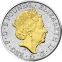 5 Pounds (The Queen's Beasts, Lion of England - Silver with Gold Plating)