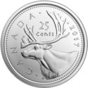 25 Cents (Caribou. Maple-leaf Mark)