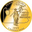 25 Cents / Quarter (Pennsylvania - Gold Plated)