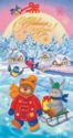 Happy New Year! Teddy Bear and hare on the sled
