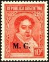 Bernardino Rivadavia (1780~1845), ovpt. “M.G.”