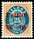 25 aur blue/brown w/ red overprint
