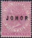 Straits Settlements overprinted "JOHOR" in Sans-Serif Font
