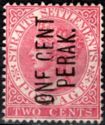 Straits Settlements Vertically Overprinted "ONE CENT PERAK."